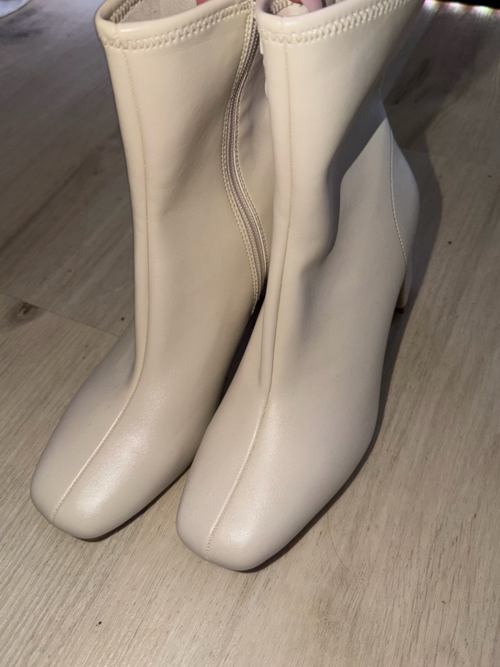 Target White Stretch Square-Toe Ankle Booties